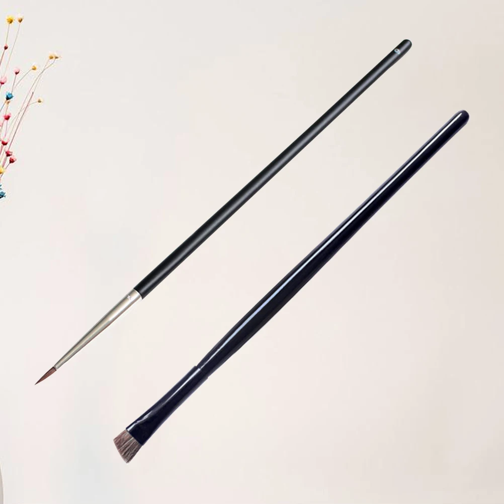 Juego de brochas para delineador de ojos, 2 uds., crin suave, mango largo de madera, herramientas profesionales de maquillaje de ojos, aplicador de sombra de ojos líquida