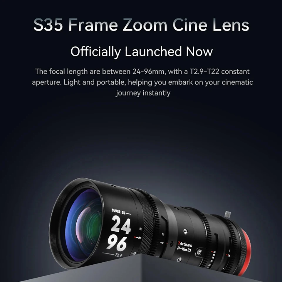 7artisans 24mm-96mm T2.9 Manual Focus Zoom Cine Lens compatible with PL mount for Lanscape Portrait Photography