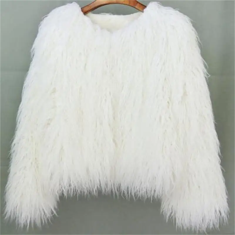 Winter New Women Fur Coat Colorful Furry Pink Lamb Wool Faux Fur Coat Female Shaggy Sheepskin Coat Artificial Fur Jacket