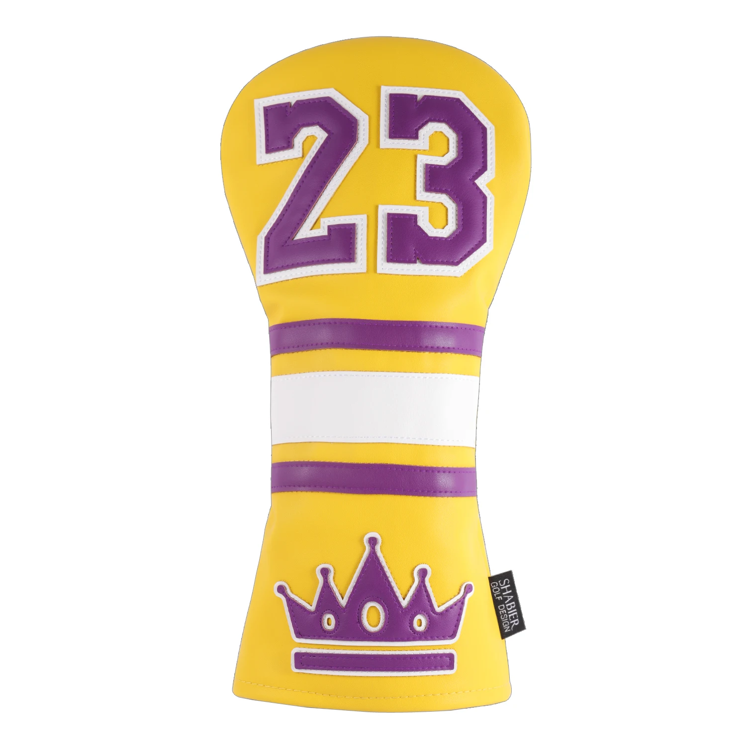 

Yellow 23 Crown Applique Embroidery PU Faux Leather Golf Club Headcover 460cc Driver Cover