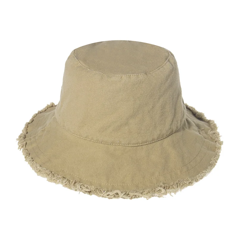 Raw Edge  Bucket Hat Sunscreen Solid Color  Panama Sun Hat Outdoor Travel Casual For Men  Women Fisherman Hats