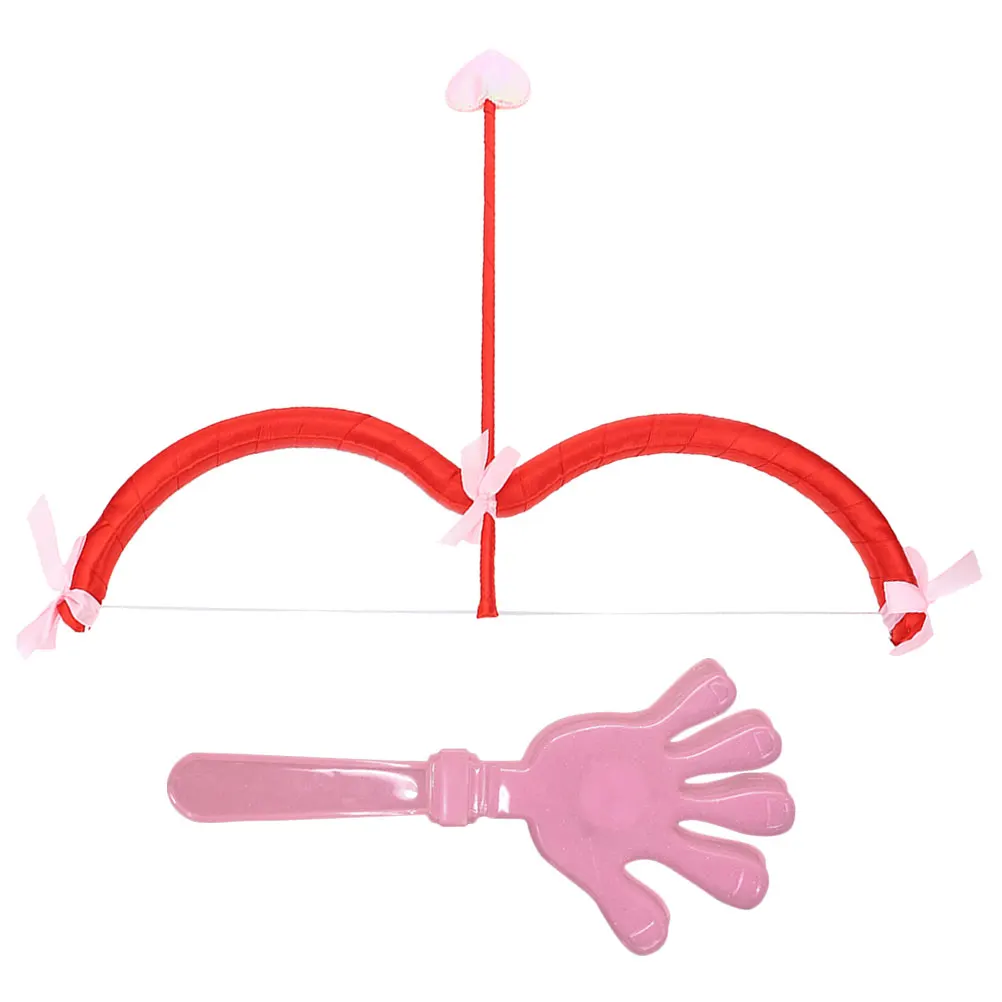 

1Set Cupid Bow Arrow Plastic Prop Pink Cupid Costume Accessory for Valentine Party Cosplay Stage Performance Hand Clappers