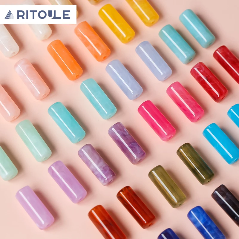 INS Japanese Halo Dye Fresh Colorful Round Beads Acrylic Tube Beads DIY Handmade Earrings Accessories Beaded Necklace Material