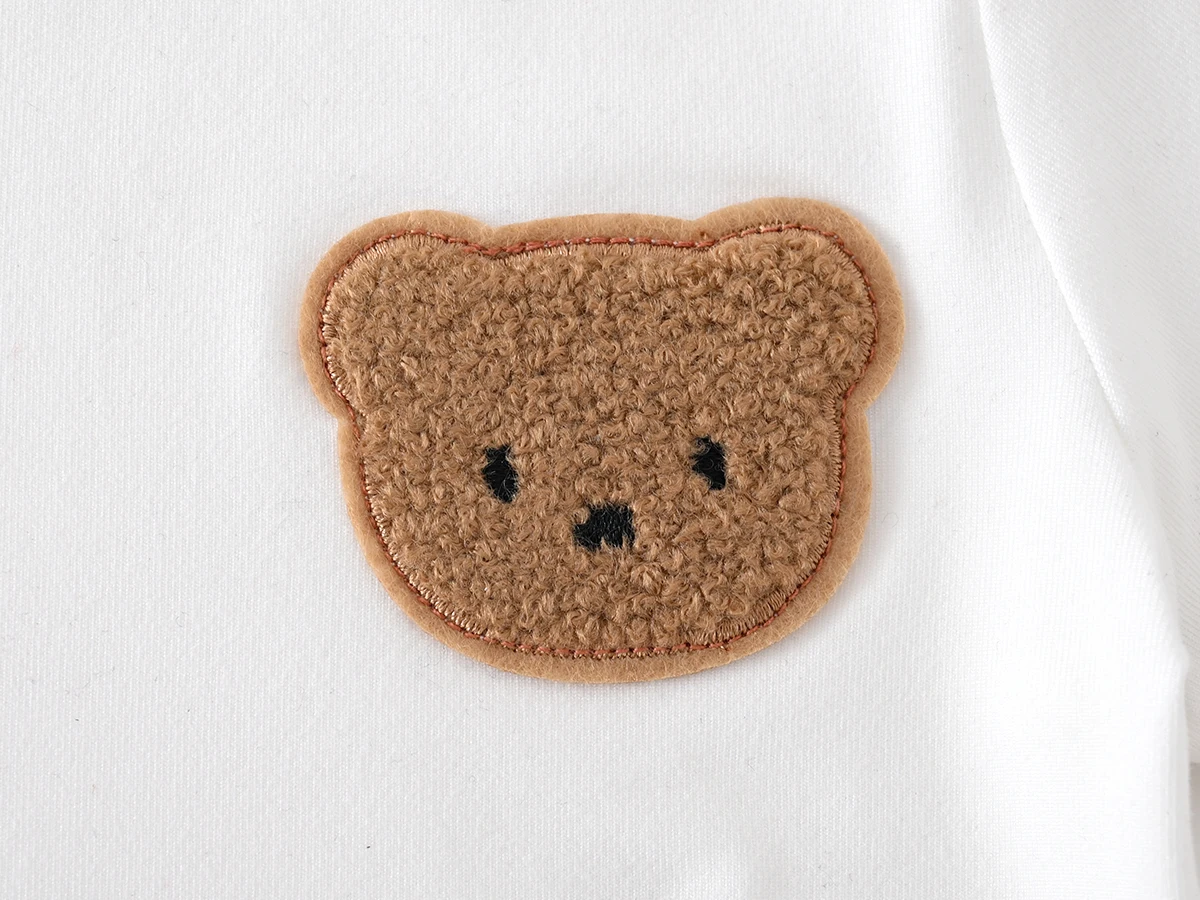 بدلة قفز للأطفال من Somenie بدلة للأولاد والبنات مطرزة بشكل لطيف على شكل دب وأكمام قصيرة بدلة زحف مثلثة + بنطلون + قبعة 3 P