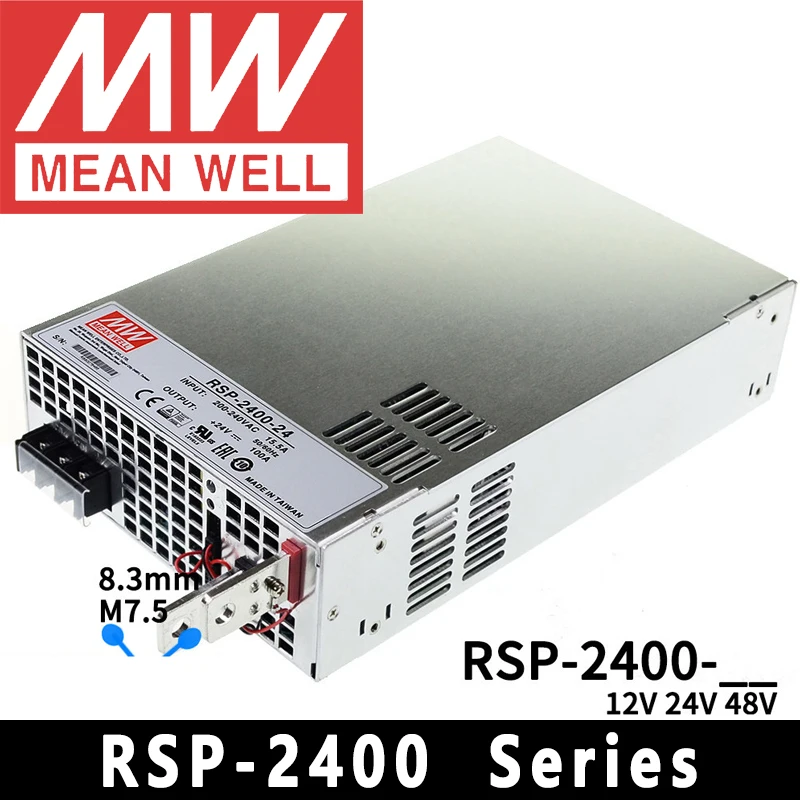 Original Mean Well RSP-2400-12/24/48 meanwell AC/DC 12V/24V/48V 180-264VAC Input 2400W Single Output Power Supply