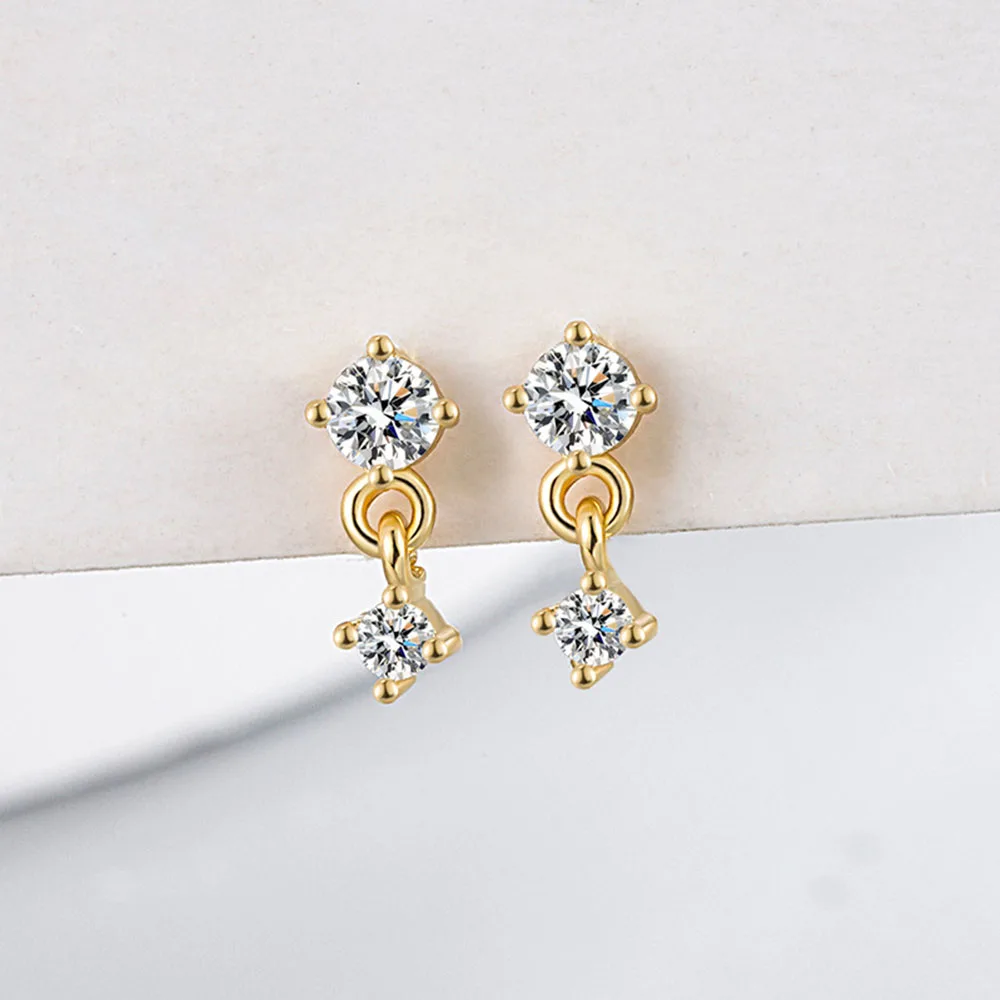 CANNER 1 Pair 925 Sterling Silver Flat Four Clawed Zircon Stud Earrings For Women Ins Ear Bone Nail Fine Jewelry Party Gift