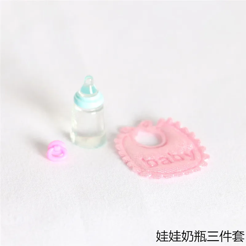 3pcs Dollhouse Baby Supplies Bib Mini Bottle Miniature Simulation Kid Scene Doll Accessories Home Decor Baby Room Decoration