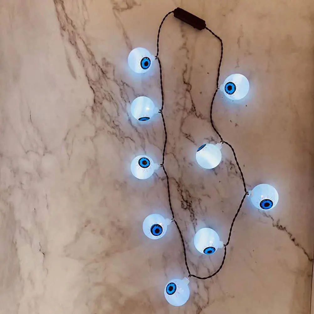 2 قطعة قلادة LED للهالوين على شكل يقطين شبح العين سلسلة أضواء مرنة سلسلة عنق إضاءة مخيفة لتزيين الحفلات #5