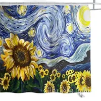 Boho Floral Shower Curtain By Ho Me Lili Abstract Sunflower Printed Night Liner Garden Waterproof Bathroom Decor With Hooks