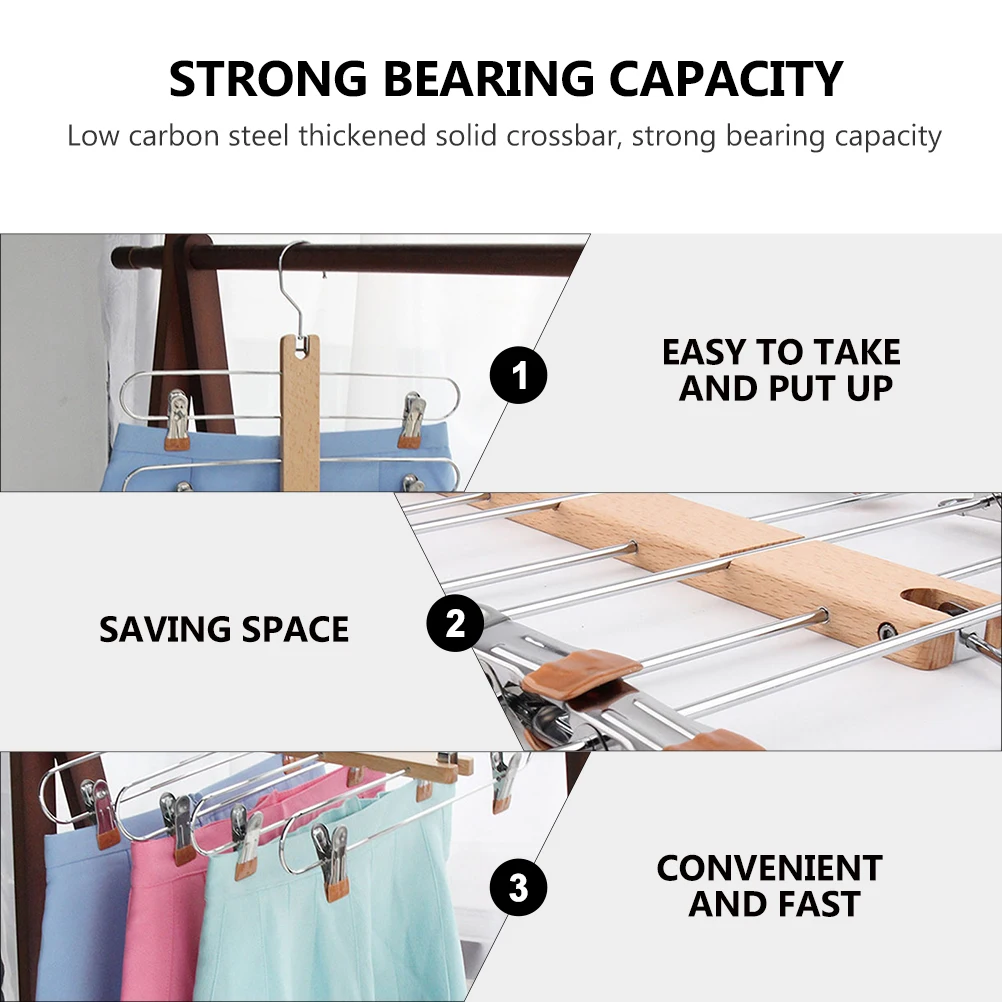 

1pc Culottes Saving Skirt Pants Rack Closet Closet Organizer Wardrobe Organizer Wooden Wardrobe Storage Clips