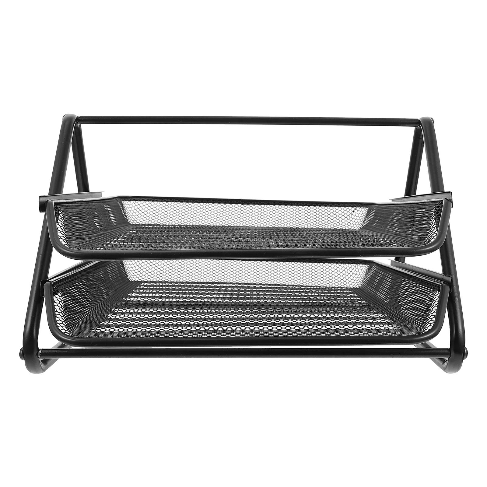 

1Pcs Two Layers File Organizer Metal Desk Rack Office Desktop Document Storage Tray Black File Holder Desk Organizer
