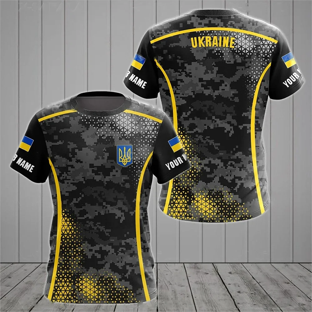 

Ukrainian men's T-shirt summer short sleeved Ukrainian flag print fashionable round neck sweater men's clothing2024