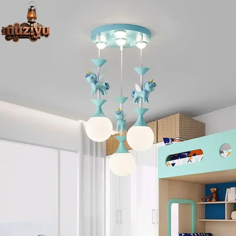 

Muziyu Modern Carousel LED Ceiling Chandeliers for Children's Princess Bedroom Living Room Suspension Lighting Decor Art Lamps