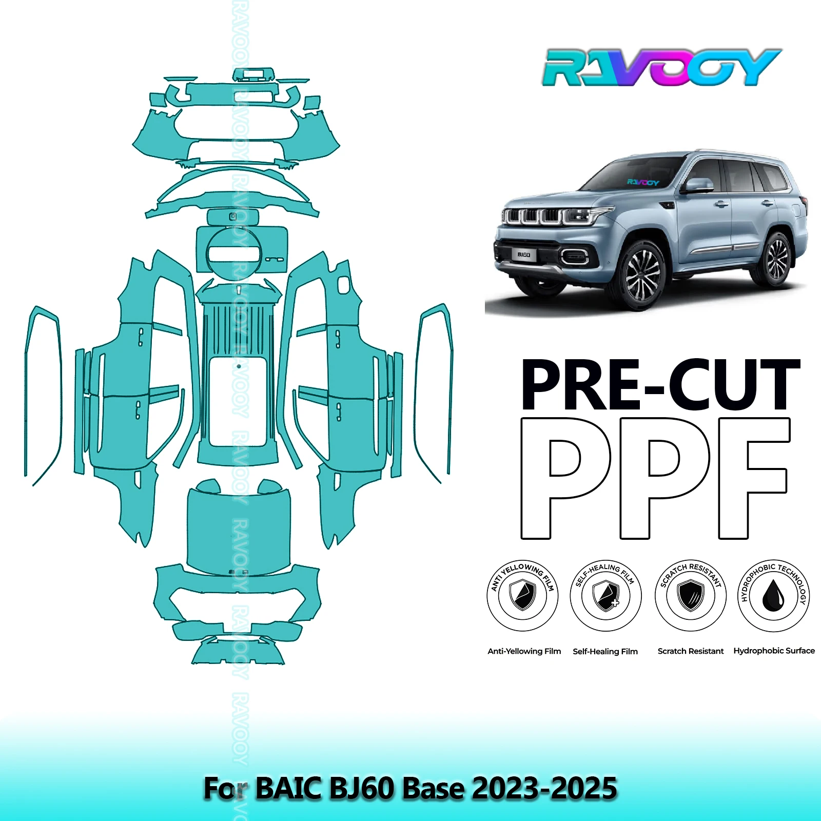 

Full Vehicle Clear Bra Precut PPF Paint Protection Film For BAIC BJ60 Base 2023-2025