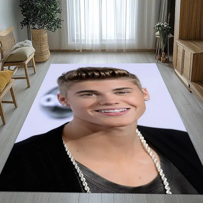 Fashion Justin B-Bieber Singer Living Room Non-Slip Area Rug Soft Carpet for Bedroom  Playroom Sofa,Home Decor Doormat Gift