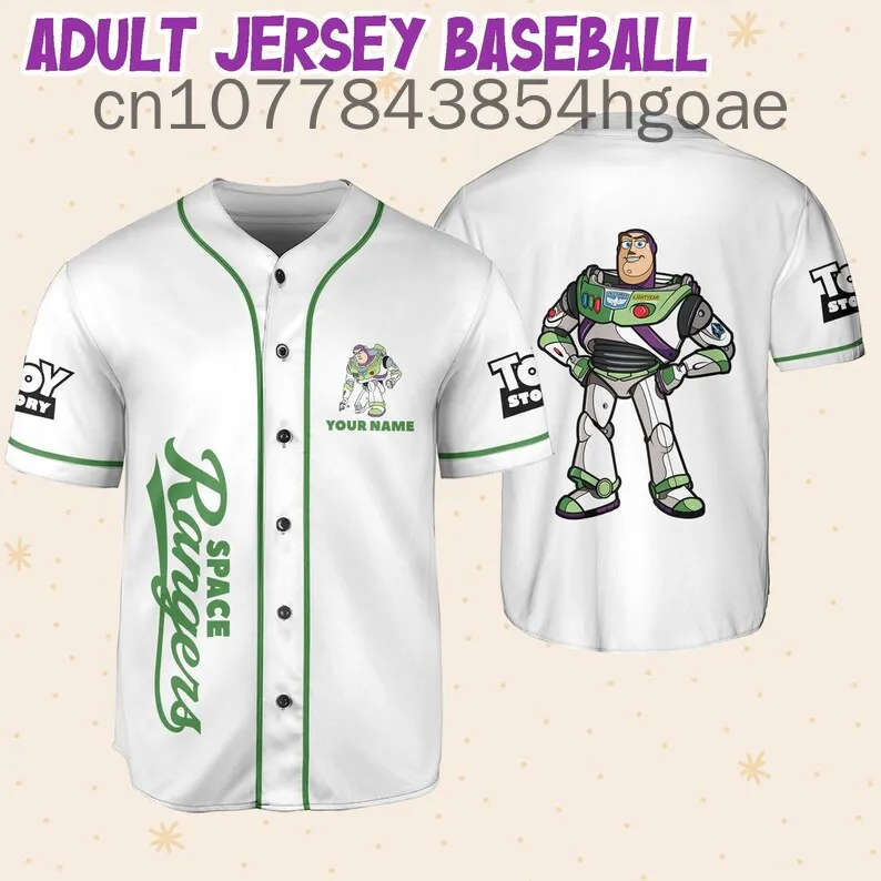 Free Custom Toy Story Buzz Lightyear Baseball Jersey Streetwear FashionSummer Men's And Women's Short Sleeve Baseball shirt