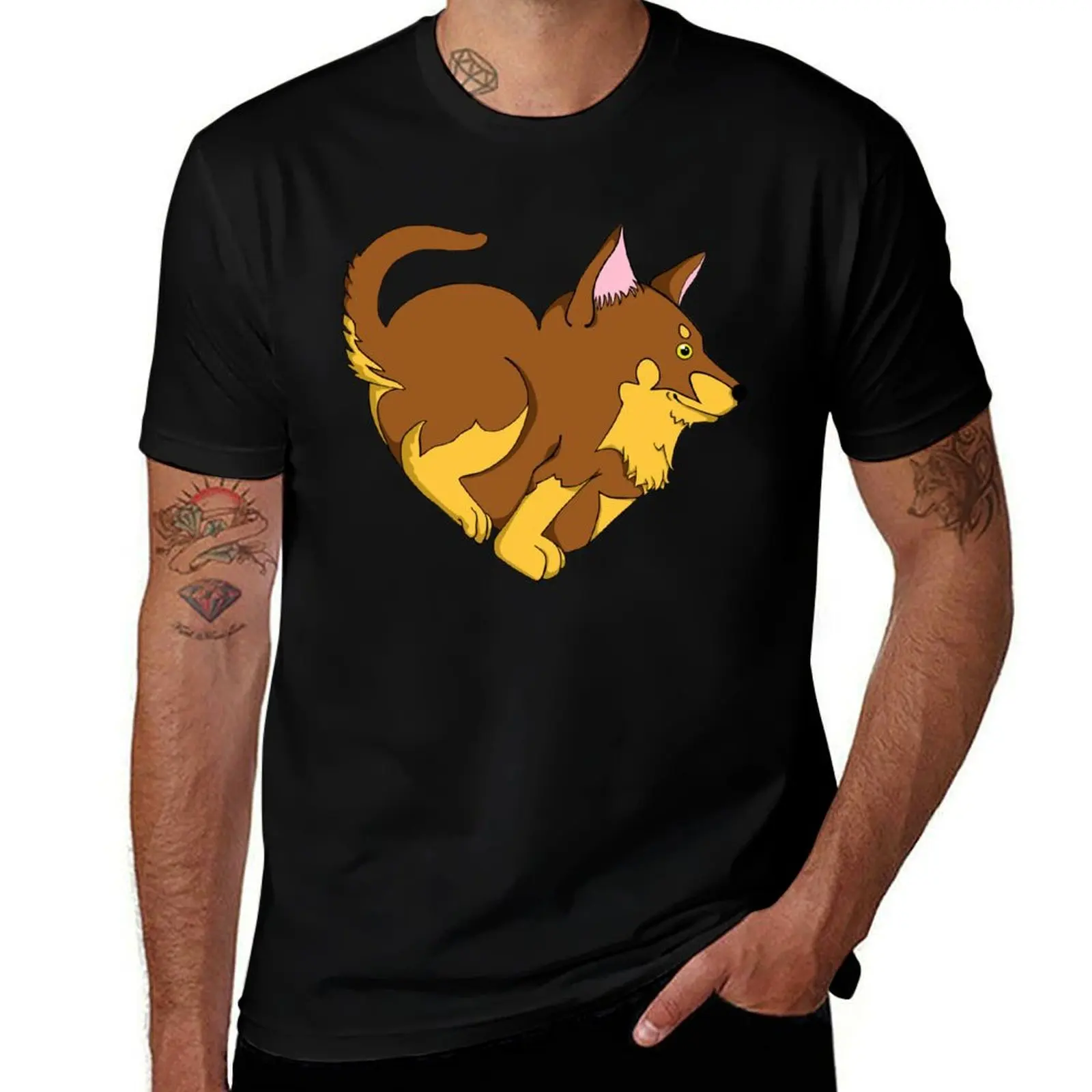 Cute Heart-shaped Australian Kelpie T-Shirt Summer Print Short Sleeve Tee