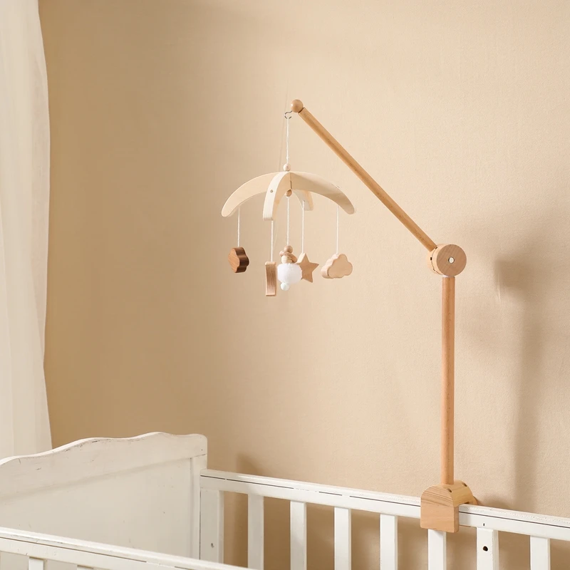 Ensemble de supports en bois pour lit de bébé, Mobile, cloche, Support en arc, Protection des jouets de nouveau-né, hochet, jouets pour bébé