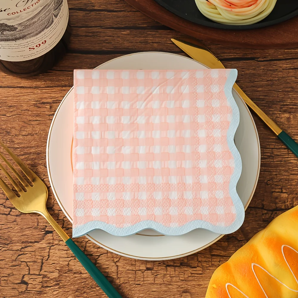 80pcs of Four-color Mixed and Matched Printed Small Square Patterns, Disposable Napkins, Suitable for Wedding, Party, Restaurant