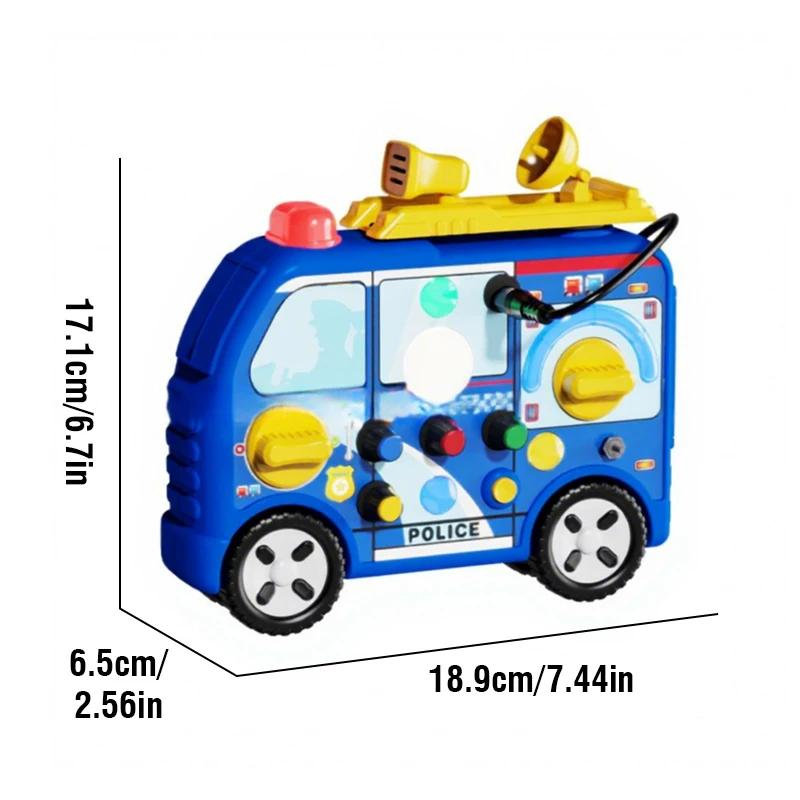 Multifunctional Cartoon Car Busy Board Police Car Game Machine with Lights, Cognitive Toy Early Education Exploration for Kids
