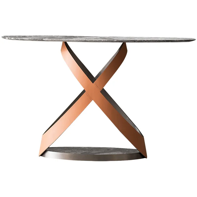 

Italian Light Luxury Style Entrance Table Hallway Designer Minimalist Semi-Circular Entryway Table