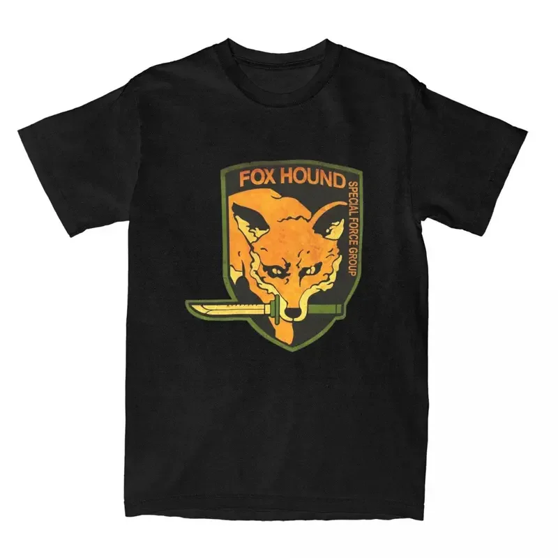 Y2K Metal Gear Solid Fox Hound Rust Logo T Men Cotton Funny T-Shirts Round Neck Tees Short Sleeve Clothes Printing