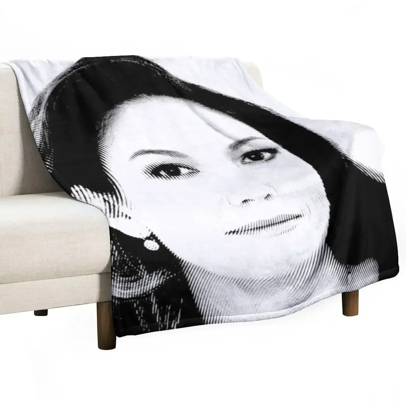 Diane Lane Black & White Portrait (Linocut) Throw Blanket for sofa Hair Warm Thermal Plaid on the sofa Blankets