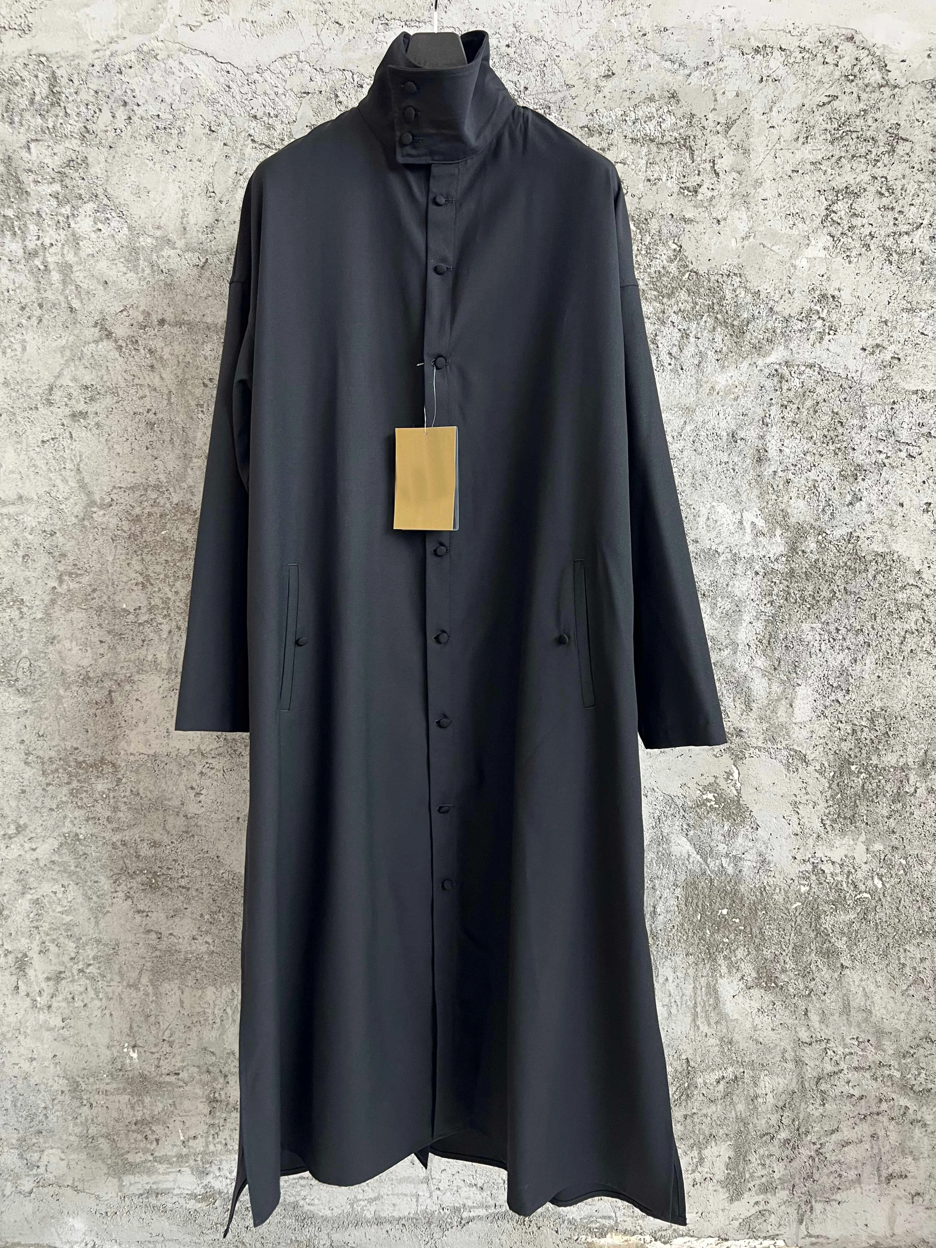 

TOP-YAMAMOTO wool long trench coat, artistic dark Japanese-style Chinese stand-up collar overcoat