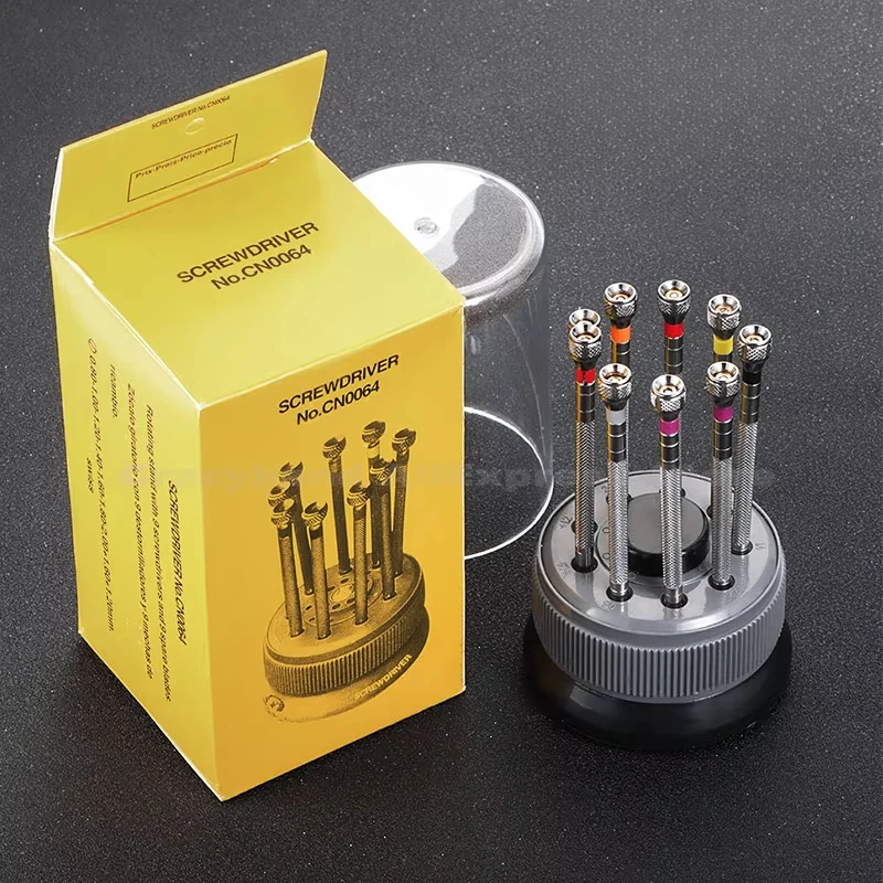 1Pcs Neue Sortierte Größe Schraubendreher Set mit Drehbare Ständer Basis Uhr Werkzeug Schraubendreher Sets Uhr Zubehör Schraubendreher-sets