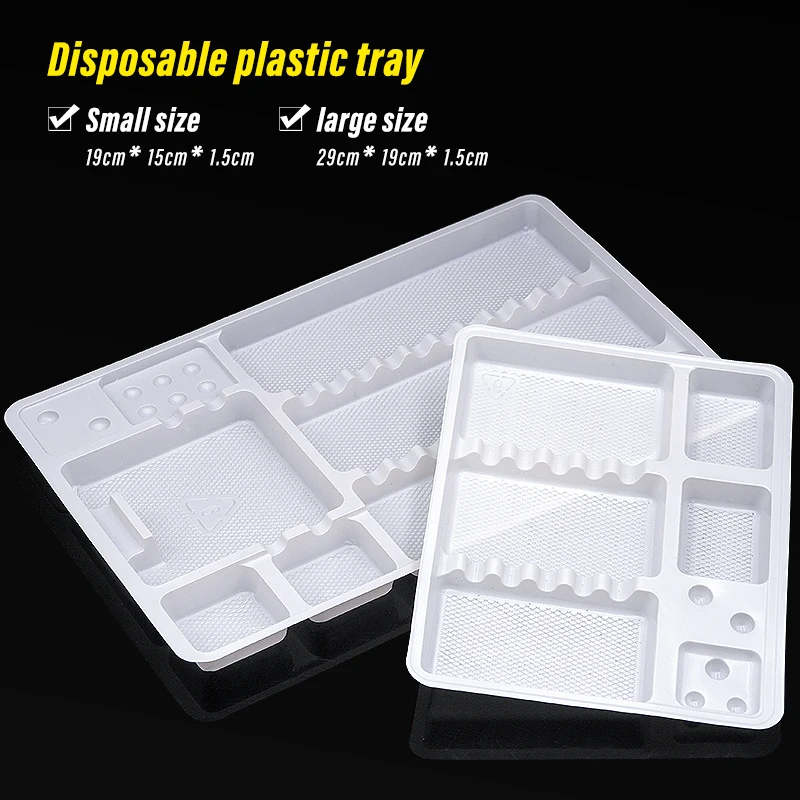 Bandeja desechable de plástico para instrumentos dentales, herramientas quirúrgicas de odontología, blancas, dentadas y separadas, consumibles