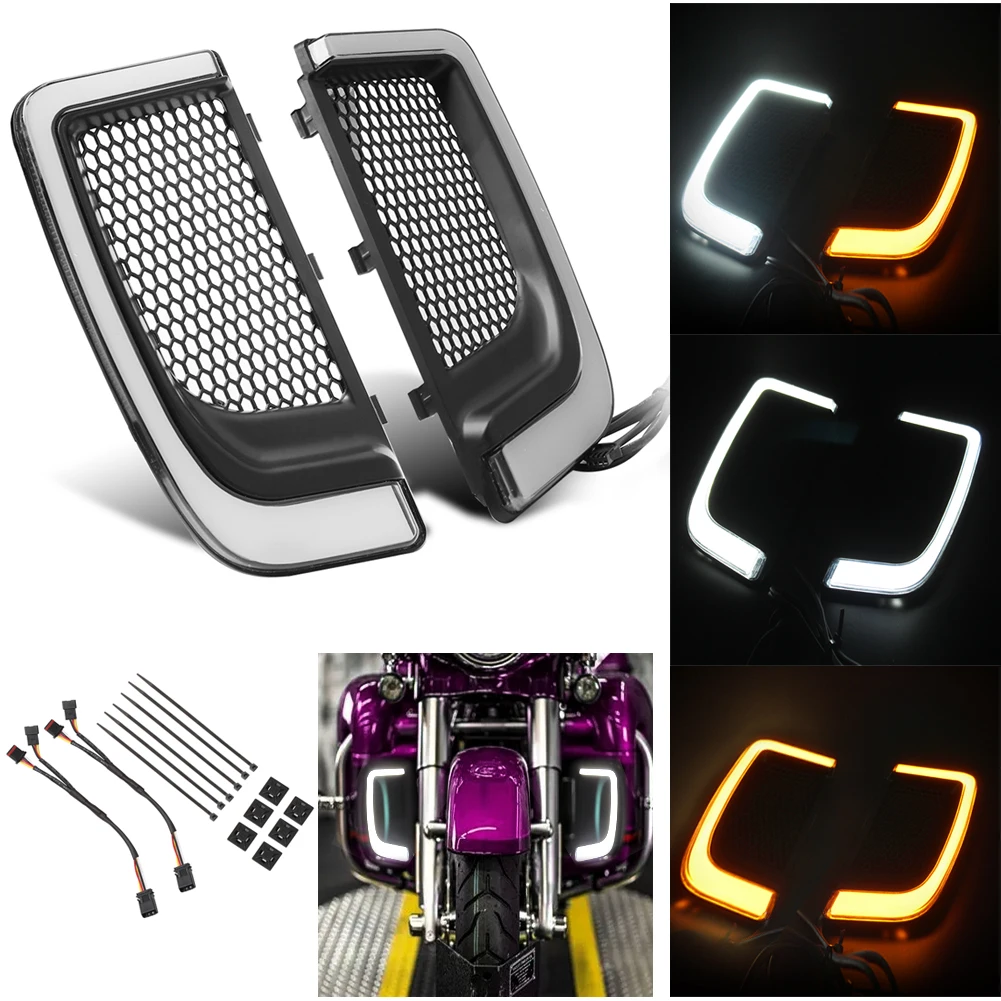 Motorcycle Lower LED Fairing Light Turn Signal For Harley Touring Street Electra Tri Glide FLHTKSE CVO Limited FLHTCU 2014-2021