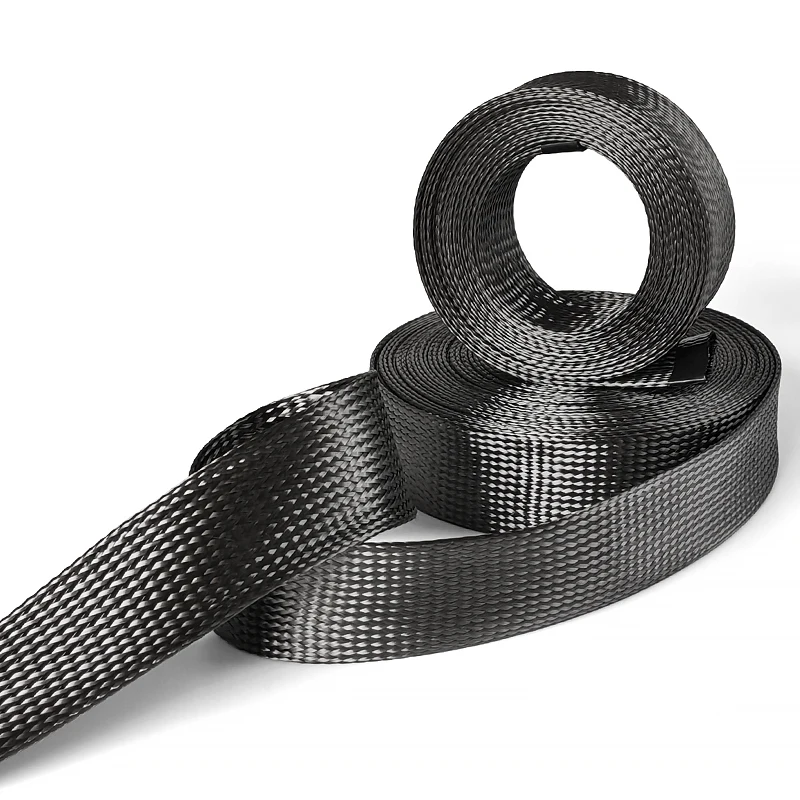 Tuleje 4-40 mm Wysoka gęstość Szczelnie czarne plecione Elastyczna koszulka z włókna węglowego Osłona przewodu Osłona rury kablowej Tuleja — zdjęcie 6