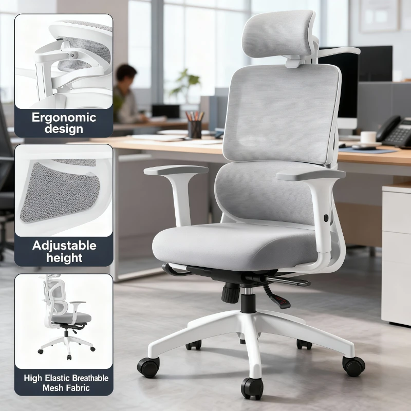 

Ergonomic Gaming Office Chair Desk Chair Recliner High Back Mesh Headrest Lumbar Support Adjustable Swivel Wheels Home Office
