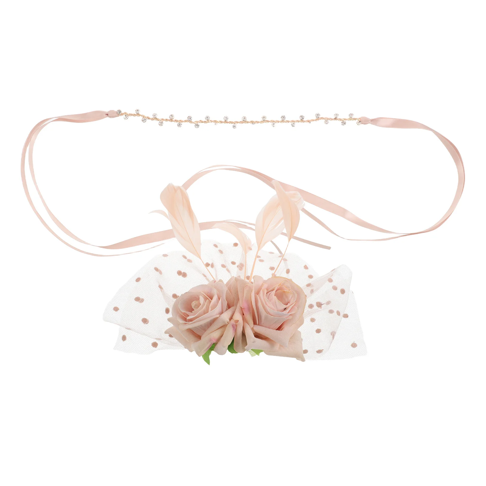 

Fake Floral 1920s Mesh Plumage Hairband Bridal Headdress Bridesmaid Wedding Party Vintage Flapper Headband Veil Headband