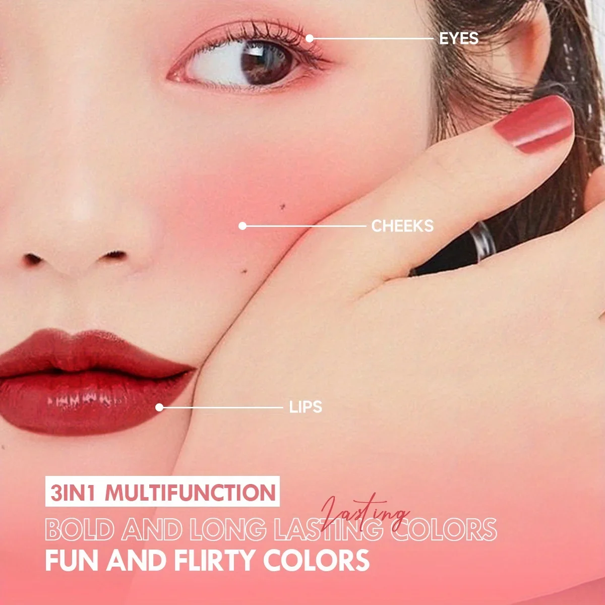 1pc Dual-use Lip Stain Cheeks Liquid Blusher Watery Moisturizing Lip Liquid Lipstick For Eyes Face And Lip Makeup Cosmetics