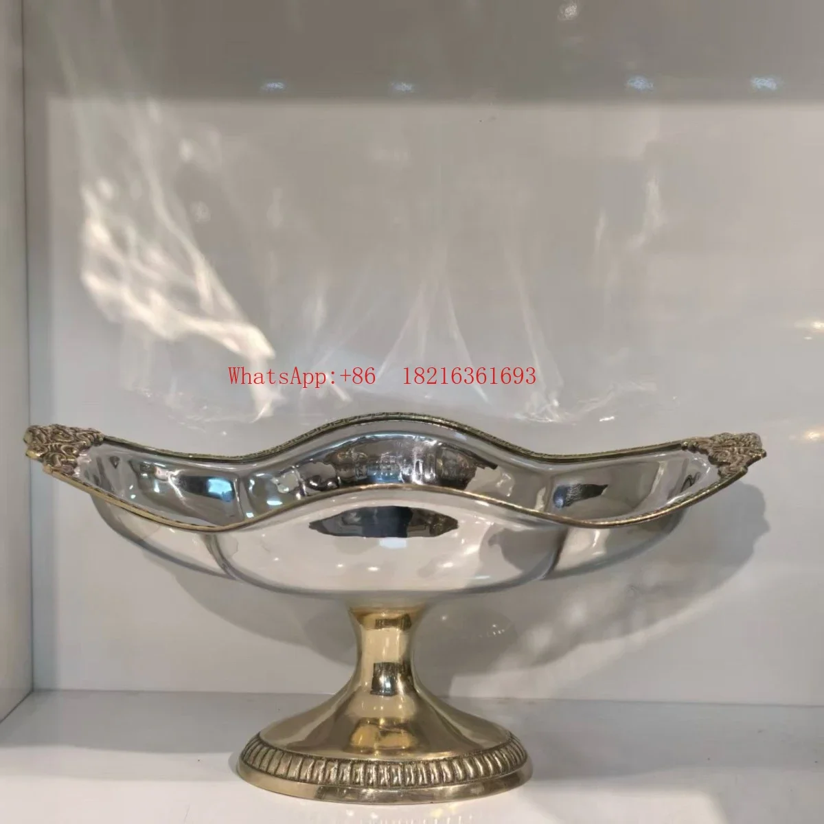 2006GOOD Silver Stainless Steel Tall Fruit Plate Living Room Dining Room Storage Plate Fruit Plate