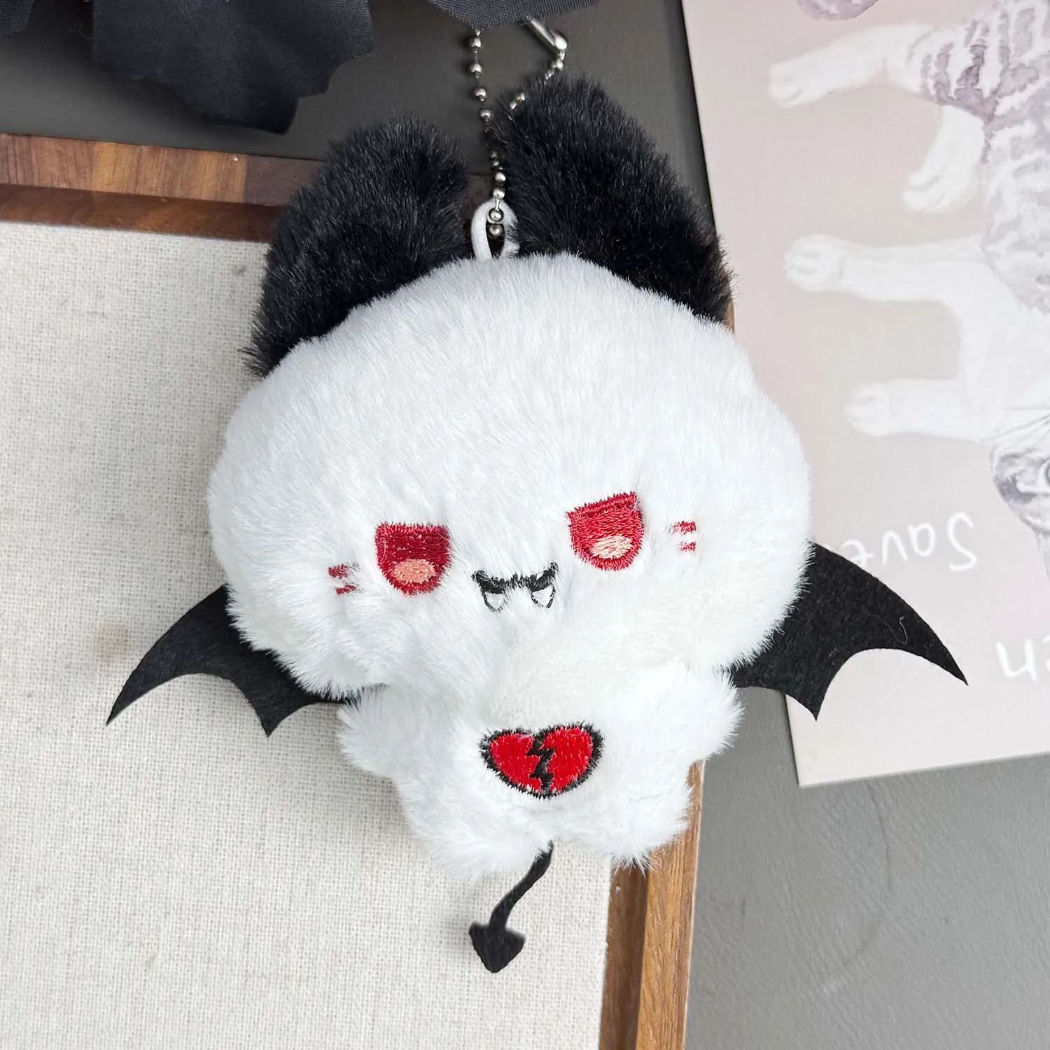 1/2pcs Squeaky Halloween Keychains Bat Plush Toy Gothic Demon Keychain Soft Plush Ghost Bear Bag Charm Accessory Pendant Gifts
