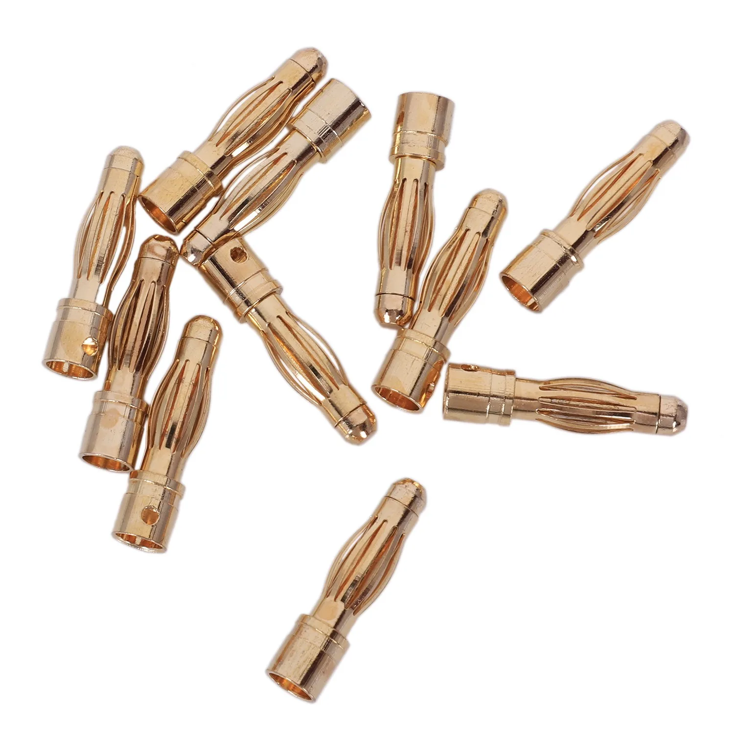 A10Z-10PCS Gold Tone 4mm Male Banana Plug Bullet Connector