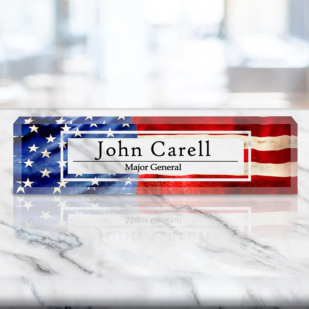 Customize a personalized office desk plaque | American flag | Transparent acrylic plaque | Custom office decoration | Personaliz - view 4