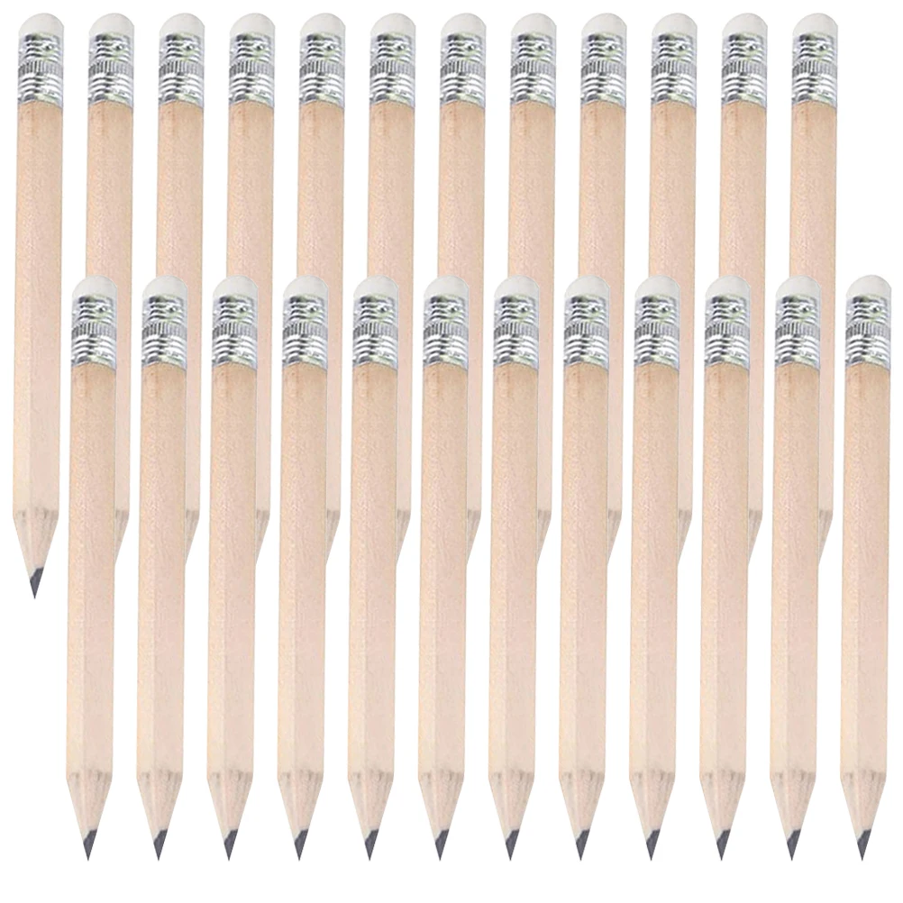 

60pcs Golf Pencils Short HB Black Core White Tip Kids Writing Drawing Sketching School Supplies Bulk Log Tools