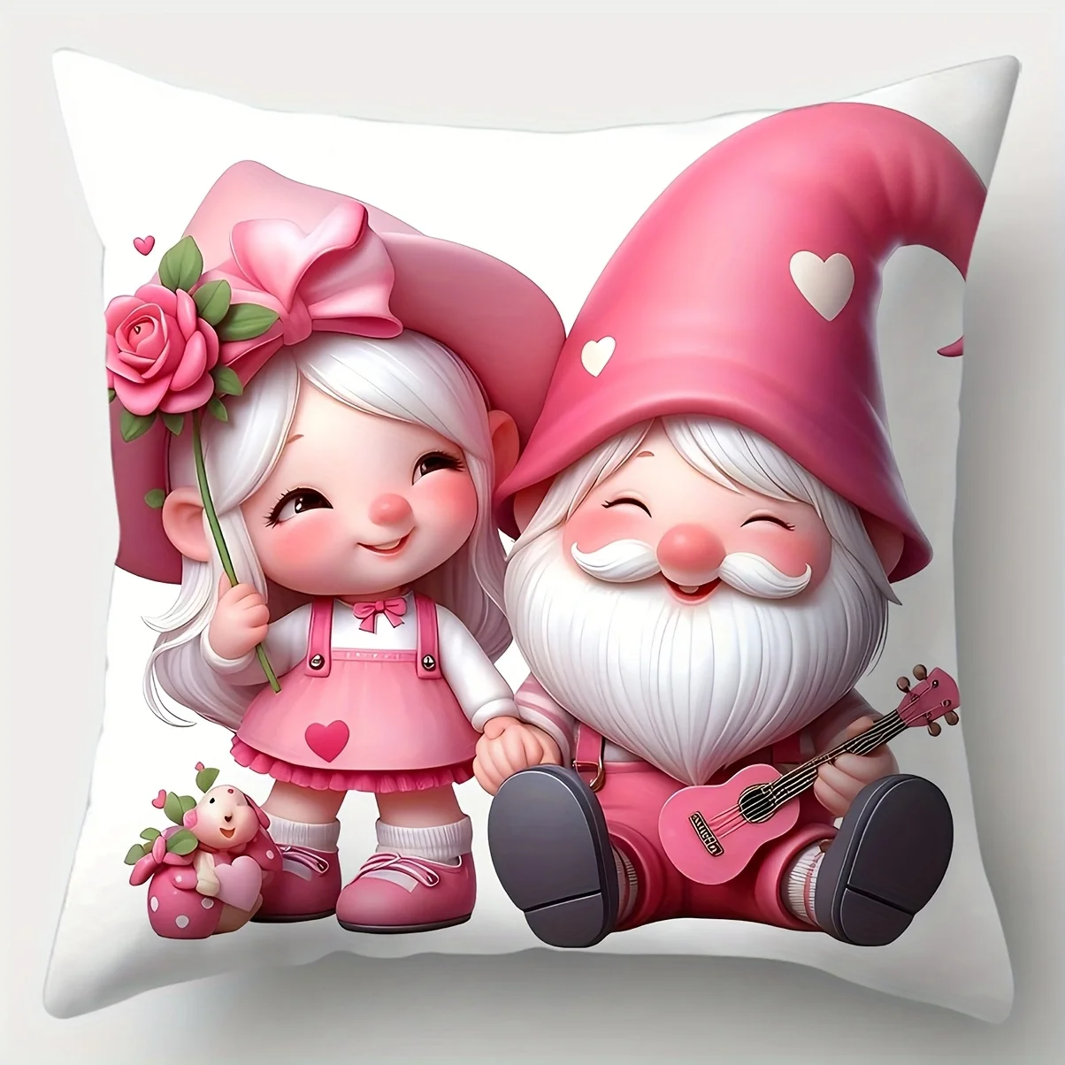 Single-sided Printed Cushion Cover Santa Girl Cute Soft Fabric Living Room Sofa Bedroom Bedside Decorative Pillowcase
