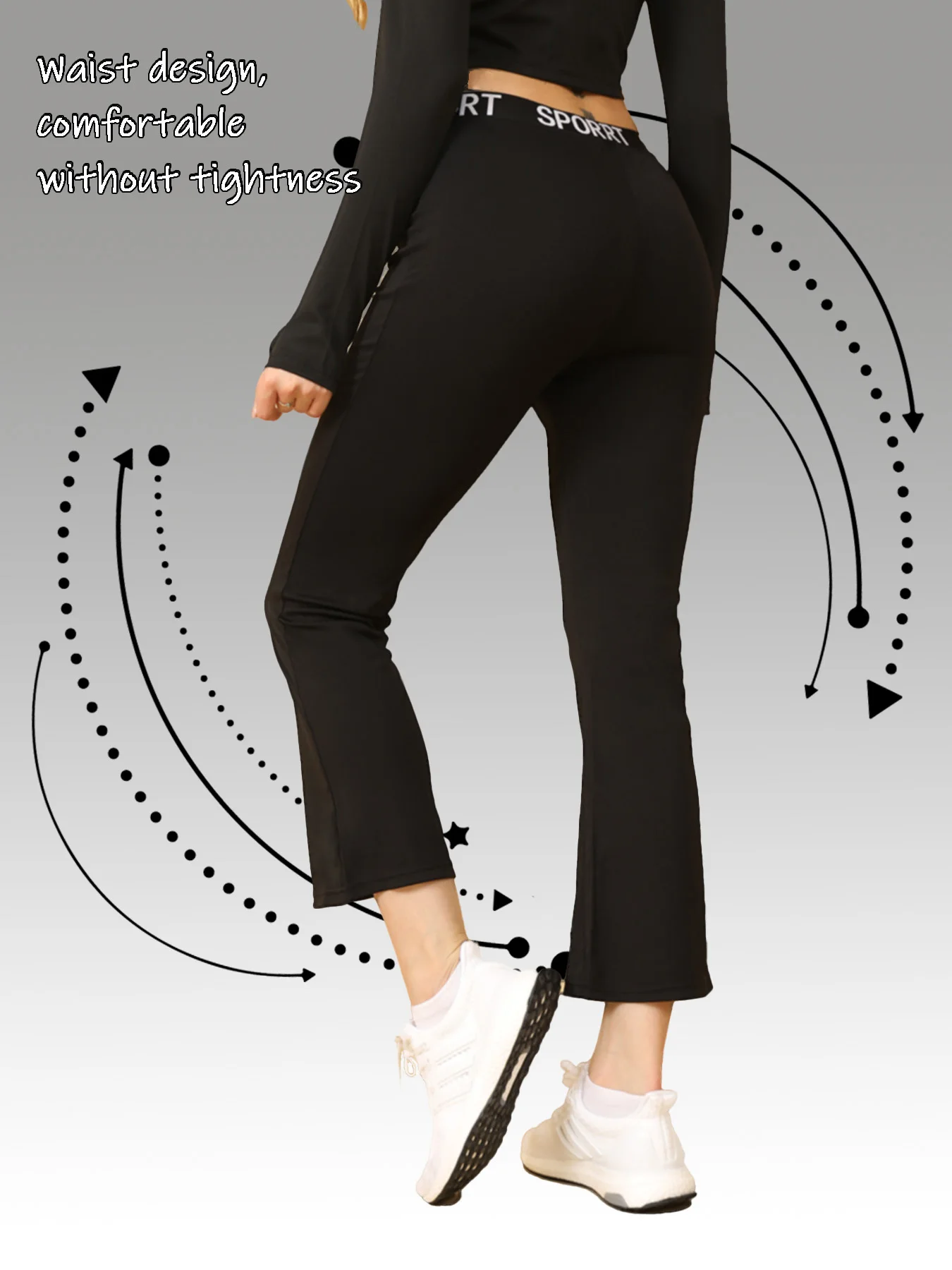 Pantalones de pierna ancha de cintura alta Pantalones acampanados de 9 pies para mujer Pantalones largos casuales versátiles drapeados adelgazantes