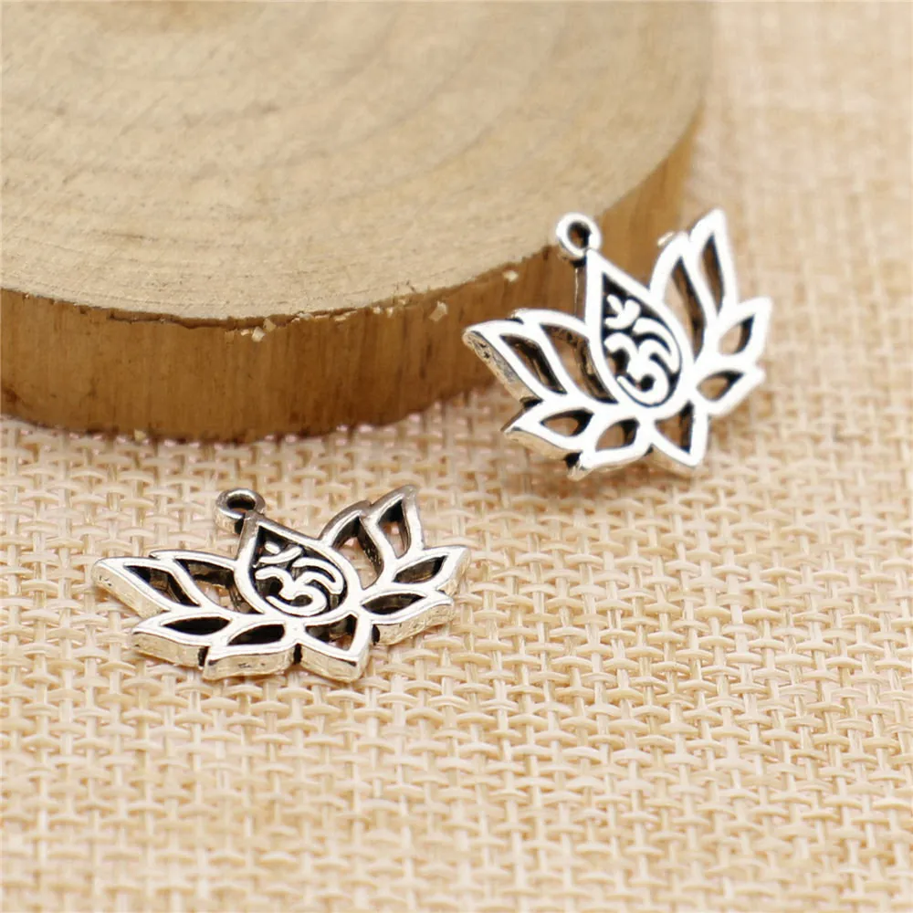 Car Accessories Lotus Yoga Om Charms Jewelry Making Supplies 21x17mm 10pcs