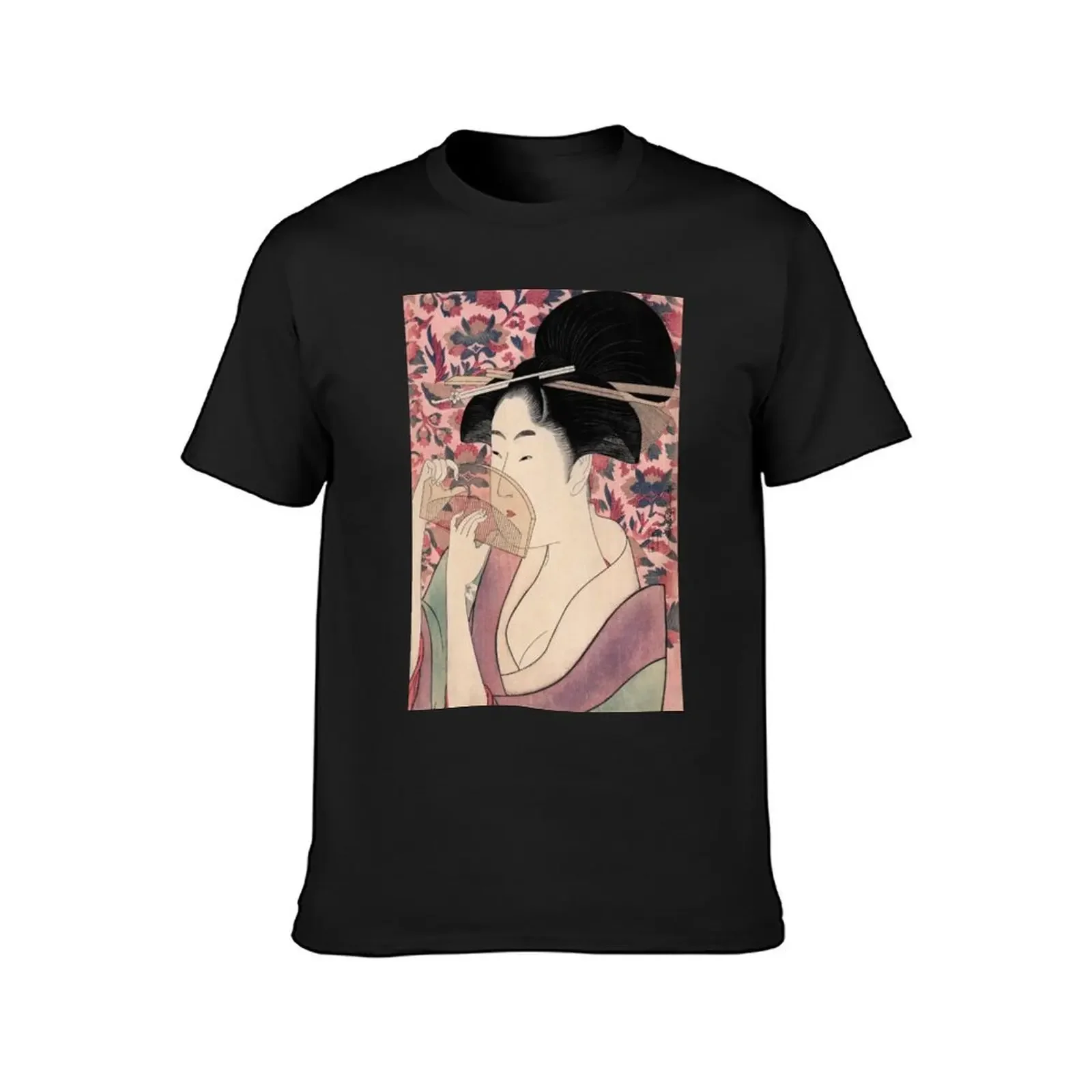 Japanese Geisha Holding a Comb by Kitagawa Utamaro T-Shirt cute tops boys whites sweat vintage Men's t-shirt