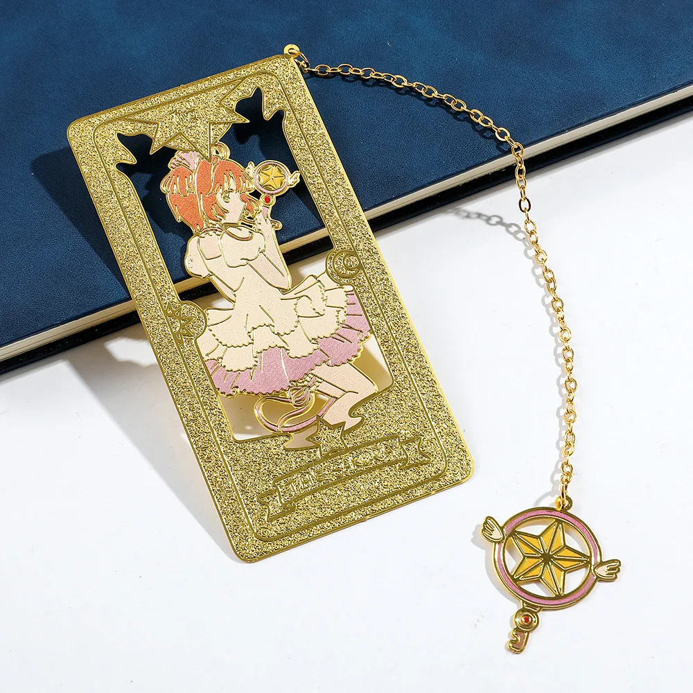 Anime Cardcaptor Sakura Metal Bookmark Hollow Bronzing Bookmark for Book Club Reader Writers Book Lovers Students view 2