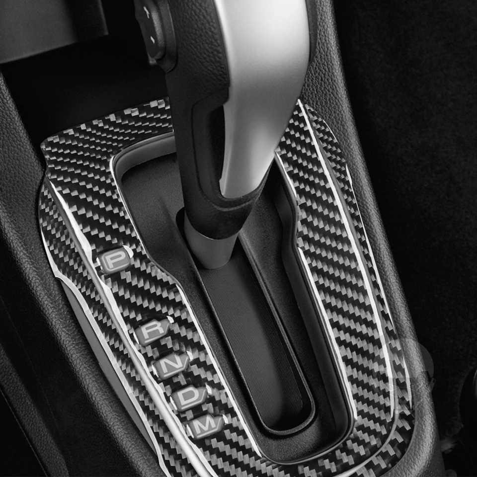 2-Piece Carbon Fiber Auto Shift Cover Trim – For Chevrolet Sonic, LHD, Self-Adhesive