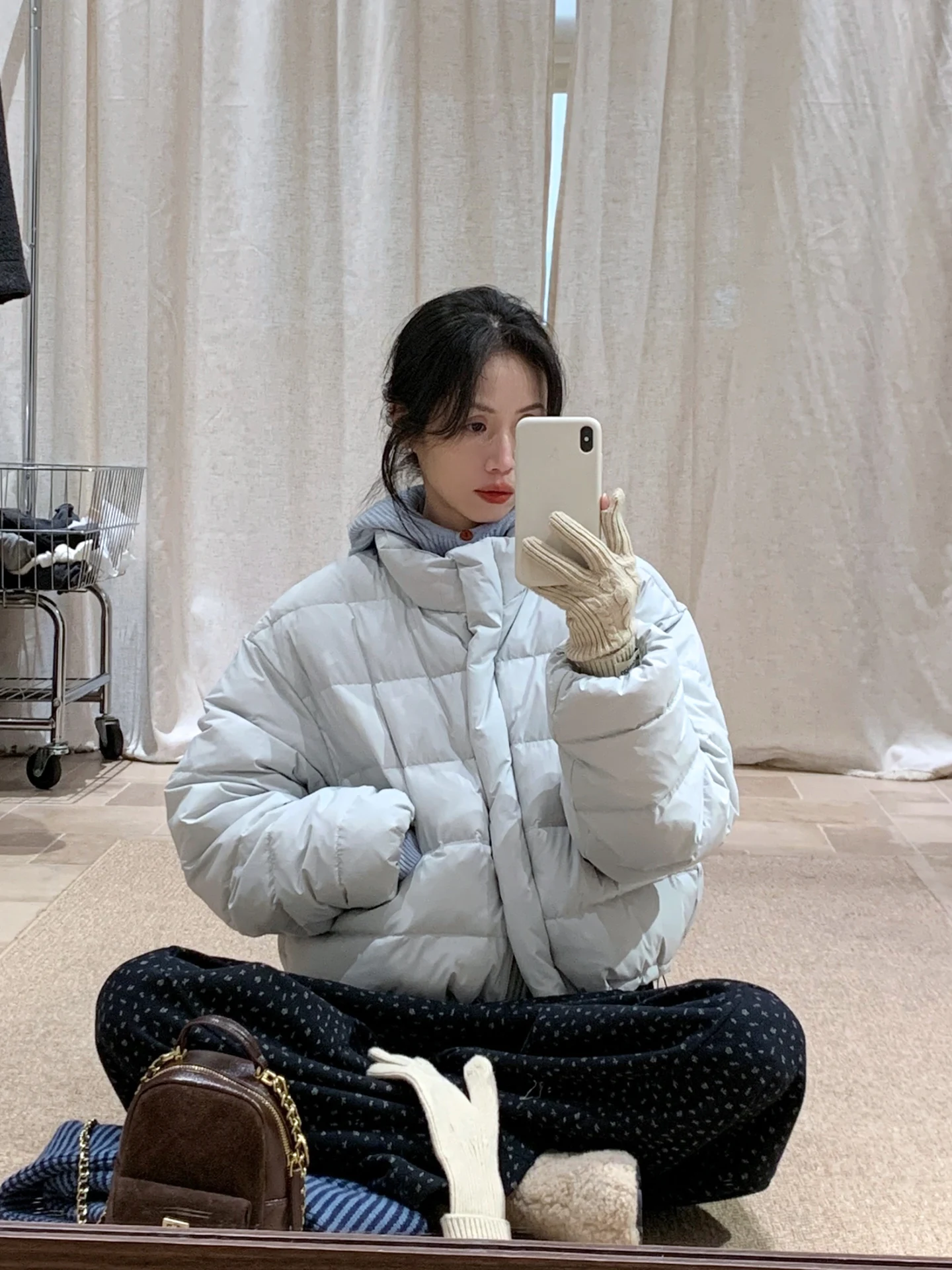 

BRIVIN Korean Sle Women's Puffer Jaet 65g White Du down Thiened Winter Coat ort Loose Fit Warm Bread Sle