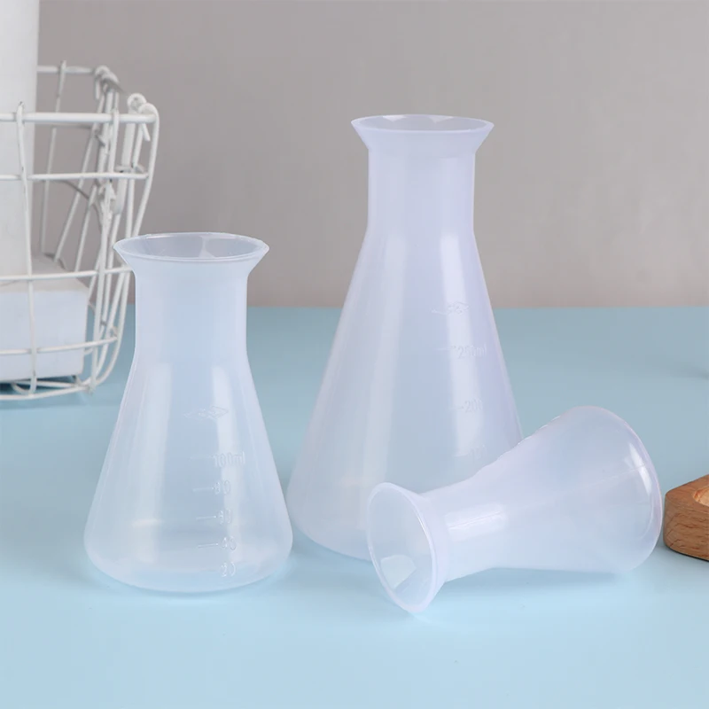 1 pz 50/100/250ml plastica Erlenmeyer boccetta collo stretto triangolo conico boccetta chimica strumento di analisi di laboratorio