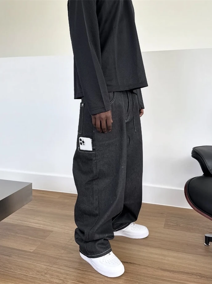 

Свободные джинсы Bla Denim ex Удобные дышащие зимние устойчивые к деформации с заниженной талией и застежкой-молнией на пуговицах Cas...