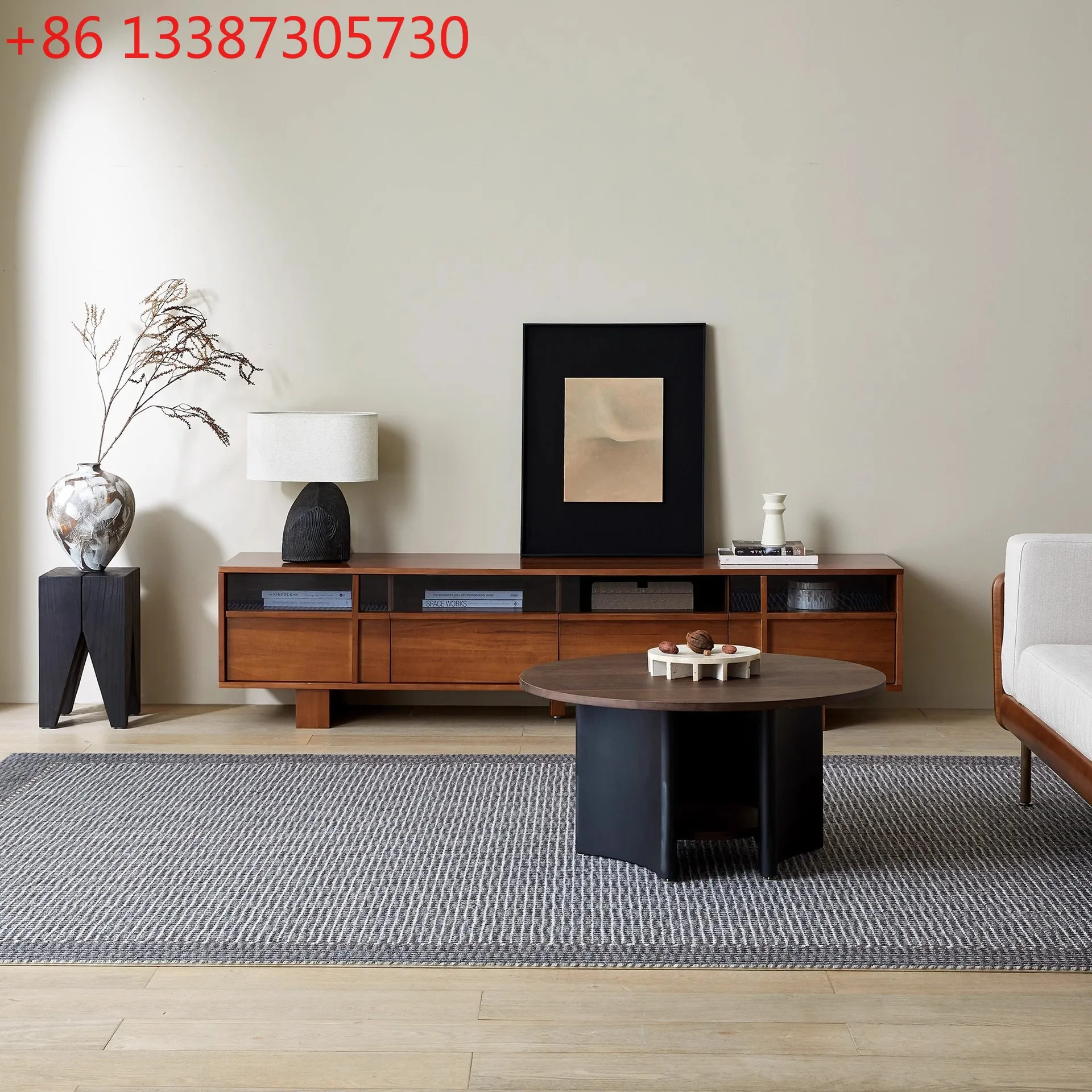 

Ретро-тумба под телевизор из массива дерева в стиле постмодерн для гостиной, напольный шкаф в стиле ваби-саби из натурального дерева